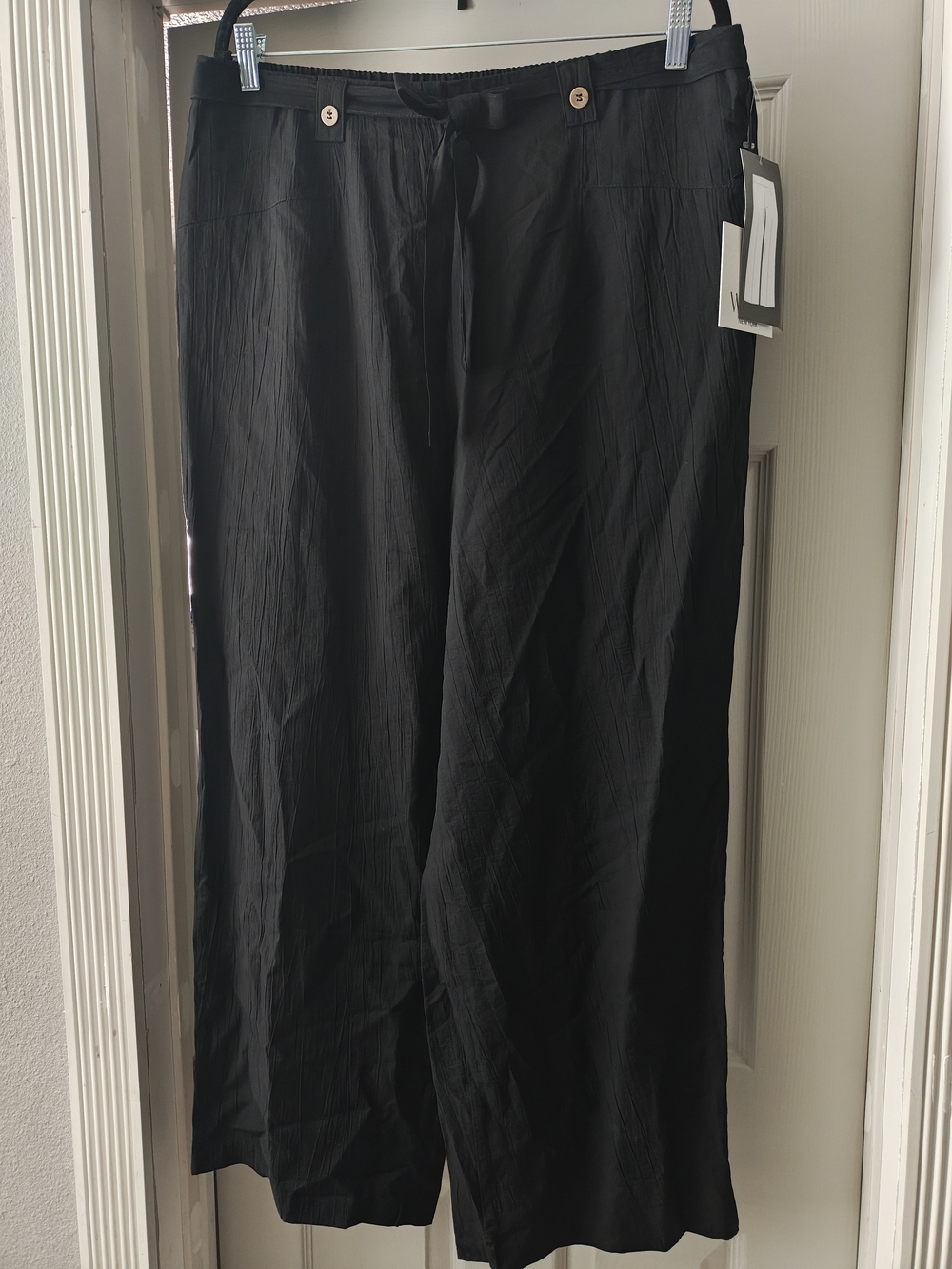 Wide-Leg Black Drawstring Pants